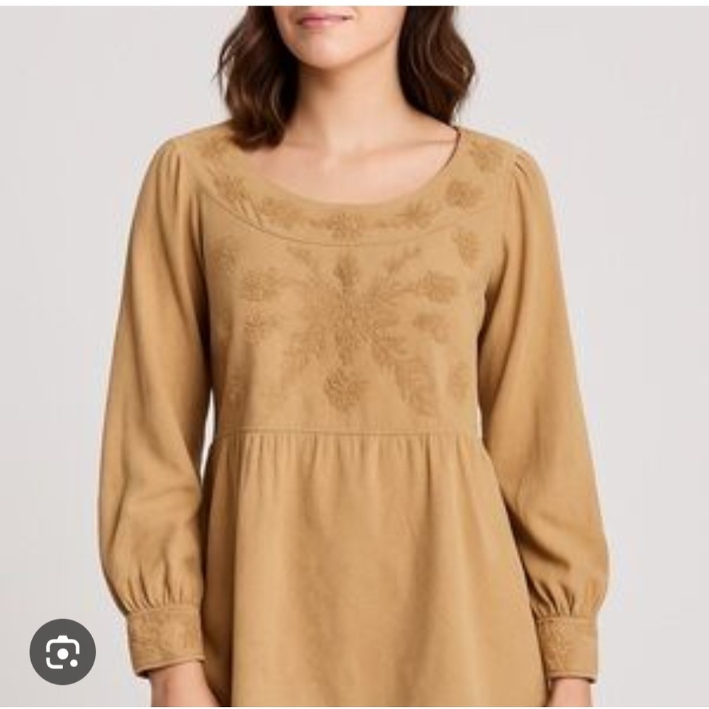 Solitaire medium dress boho lagenlook cottagecore midi bubble sleeve embroidered